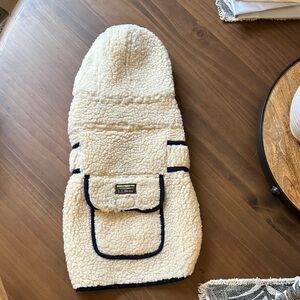 L.L. Bean Cream Sherpa Pet Jacket with Navy Accents
